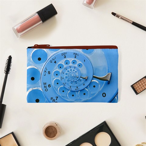 Retro Vintage Blue Rotary Dial Spiral Droste Cosmetic Bag (XS) from ArtsNow.com Front