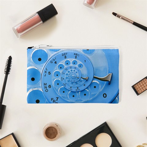 Retro Vintage Blue Rotary Dial Spiral Droste Cosmetic Bag (XS) from ArtsNow.com Front