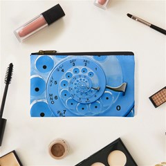 Retro Vintage Blue Rotary Dial Spiral Droste Cosmetic Bag (XS) from ArtsNow.com Front