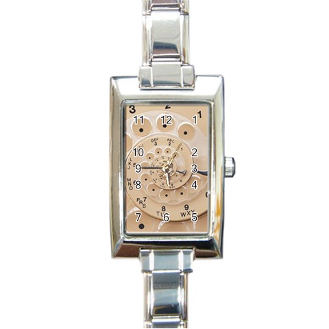 Retro Vintage Beige Rotary Dial Spiral Droste Rectangle Italian Charm Watch from ArtsNow.com Front