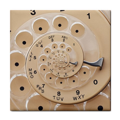 Retro Vintage Beige Rotary Dial Spiral Droste Tile Coaster from ArtsNow.com Front