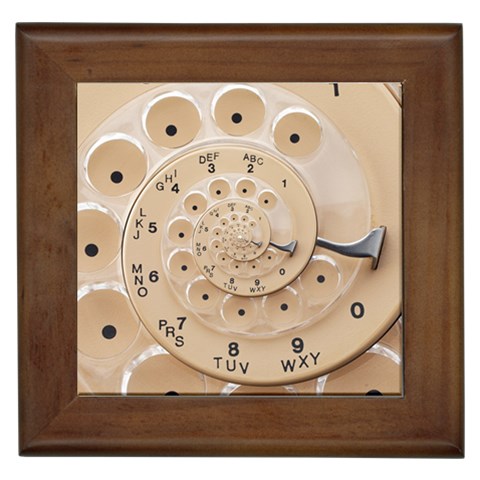 Retro Vintage Beige Rotary Dial Spiral Droste Framed Tile from ArtsNow.com Front