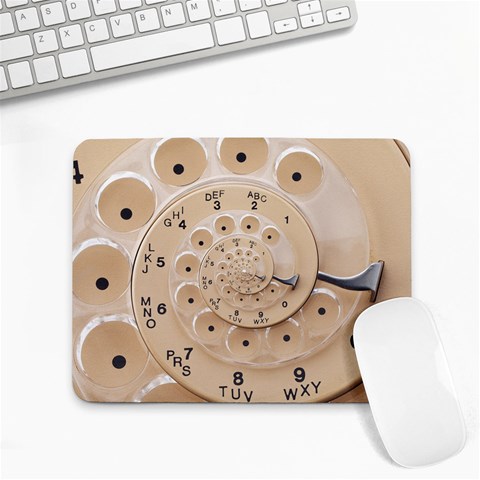 Retro Vintage Beige Rotary Dial Spiral Droste Small Mousepad from ArtsNow.com Front