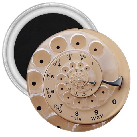 Retro Vintage Beige Rotary Dial Spiral Droste 3  Magnet from ArtsNow.com Front