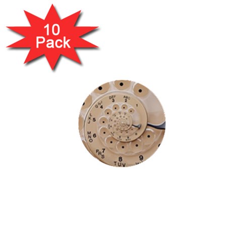 Retro Vintage Beige Rotary Dial Spiral Droste 1  Mini Button (10 pack)  from ArtsNow.com Front