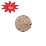 Retro Vintage Beige Rotary Dial Spiral Droste 1  Mini Button (10 pack) 