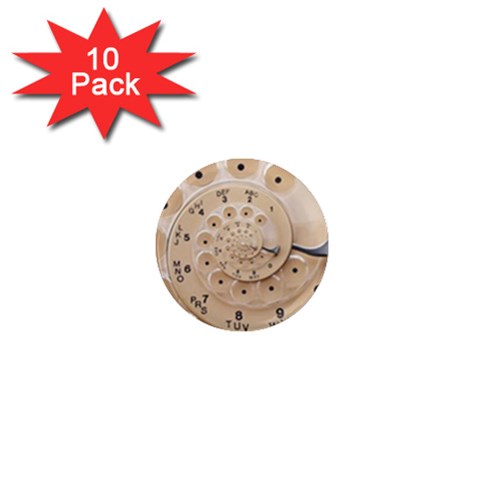 Retro Vintage Beige Rotary Dial Spiral Droste 1  Mini Magnet (10 pack)  from ArtsNow.com Front