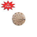 Retro Vintage Beige Rotary Dial Spiral Droste 1  Mini Magnet (10 pack) 