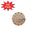 Retro Vintage Beige Rotary Dial Spiral Droste 1  Mini Button (100 pack) 