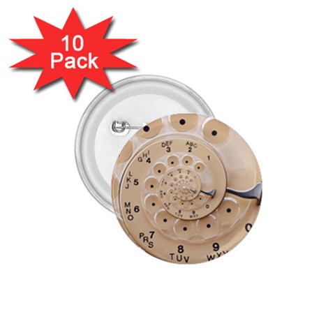 Retro Vintage Beige Rotary Dial Spiral Droste 1.75  Button (10 pack)  from ArtsNow.com Front