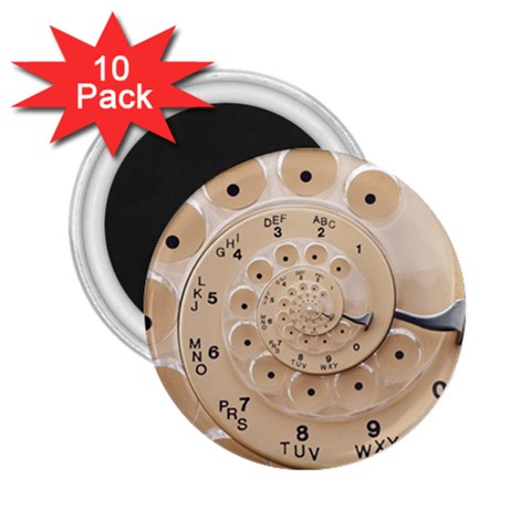 Retro Vintage Beige Rotary Dial Spiral Droste 2.25  Magnet (10 pack) from ArtsNow.com Front