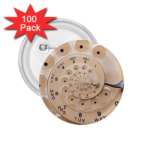 Retro Vintage Beige Rotary Dial Spiral Droste 2.25  Button (100 pack) from ArtsNow.com Front