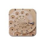 Retro Vintage Beige Rotary Dial Spiral Droste Rubber Square Coaster (4 pack)