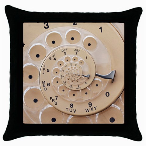 Retro Vintage Beige Rotary Dial Spiral Droste Throw Pillow Case (Black) from ArtsNow.com Front