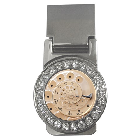 Retro Vintage Beige Rotary Dial Spiral Droste Money Clip (CZ) from ArtsNow.com Front