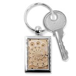 Retro Vintage Beige Rotary Dial Spiral Droste Key Chain (Rectangle)