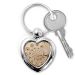 Retro Vintage Beige Rotary Dial Spiral Droste Key Chain (Heart)