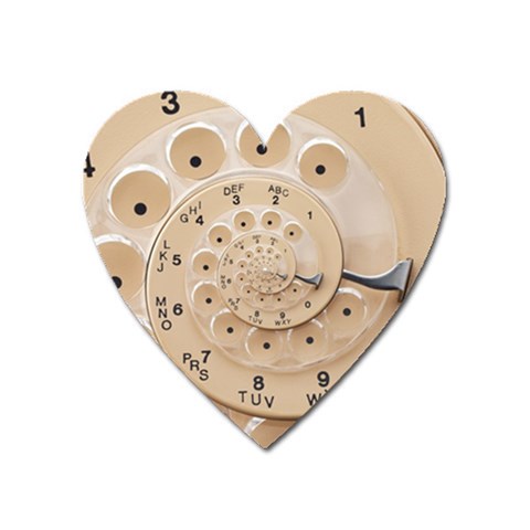 Retro Vintage Beige Rotary Dial Spiral Droste Magnet (Heart) from ArtsNow.com Front