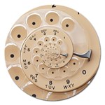 Retro Vintage Beige Rotary Dial Spiral Droste Magnet 5  (Round)