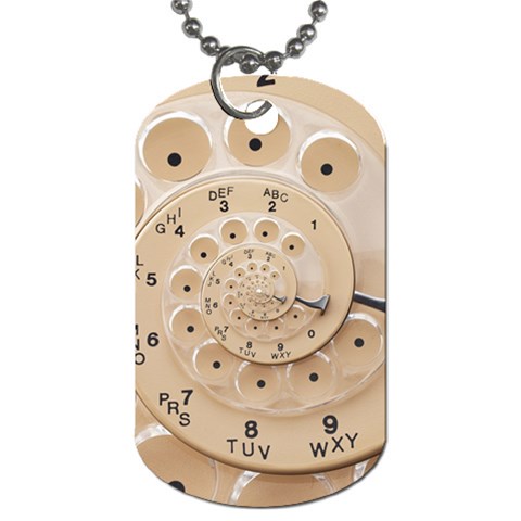 Retro Vintage Beige Rotary Dial Spiral Droste Dog Tag (One Side) from ArtsNow.com Front