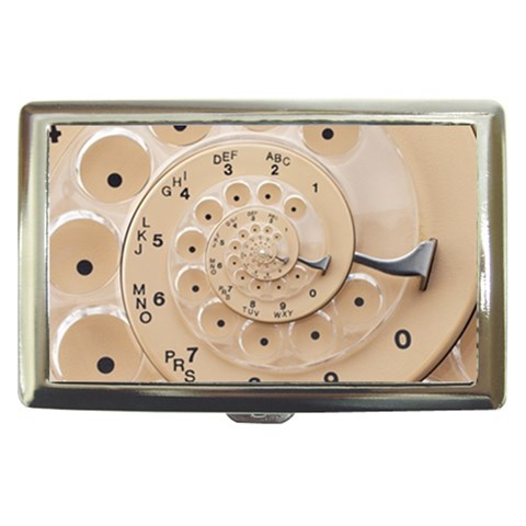 Retro Vintage Beige Rotary Dial Spiral Droste Cigarette Money Case from ArtsNow.com Front