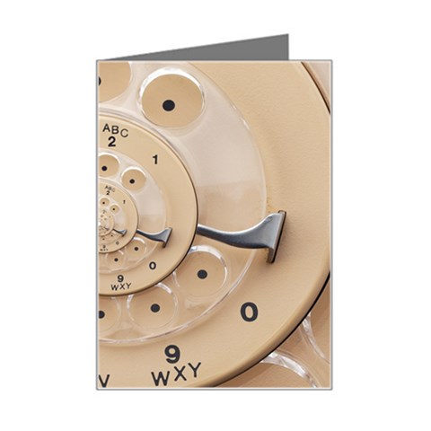 Retro Vintage Beige Rotary Dial Spiral Droste Mini Greeting Card from ArtsNow.com Left