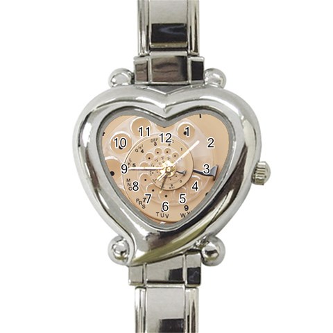 Retro Vintage Beige Rotary Dial Spiral Droste Heart Italian Charm Watch from ArtsNow.com Front