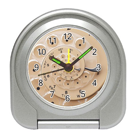 Retro Vintage Beige Rotary Dial Spiral Droste Travel Alarm Clock from ArtsNow.com Front