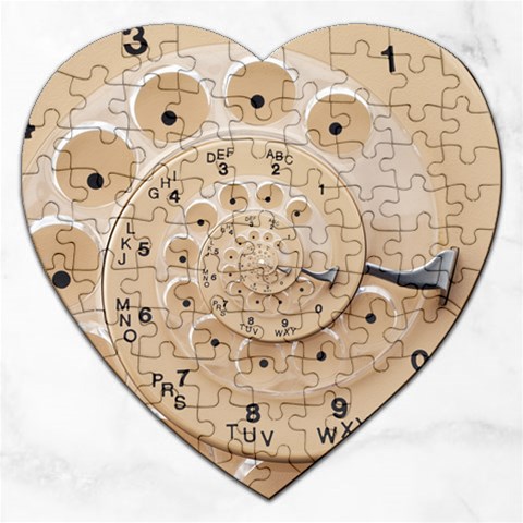 Retro Vintage Beige Rotary Dial Spiral Droste Jigsaw Puzzle (Heart) from ArtsNow.com Front