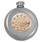 Retro Vintage Beige Rotary Dial Spiral Droste Hip Flask (5 oz)