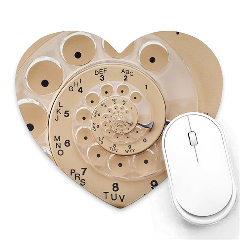 Retro Vintage Beige Rotary Dial Spiral Droste Heart Mousepad from ArtsNow.com Front