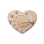 Retro Vintage Beige Rotary Dial Spiral Droste Rubber Coaster (Heart)