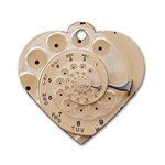 Retro Vintage Beige Rotary Dial Spiral Droste Dog Tag Heart (One Side)