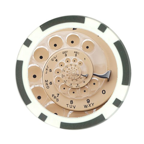 Retro Vintage Beige Rotary Dial Spiral Droste Poker Chip Card Guard from ArtsNow.com Front