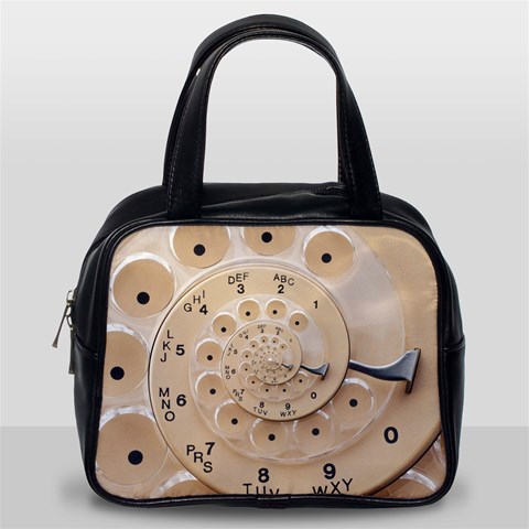 Retro Vintage Beige Rotary Dial Spiral Droste Classic Handbag (One Side) from ArtsNow.com Front