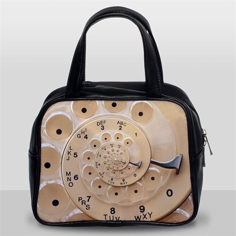 Retro Vintage Beige Rotary Dial Spiral Droste Classic Handbag (Two Sides) from ArtsNow.com Front