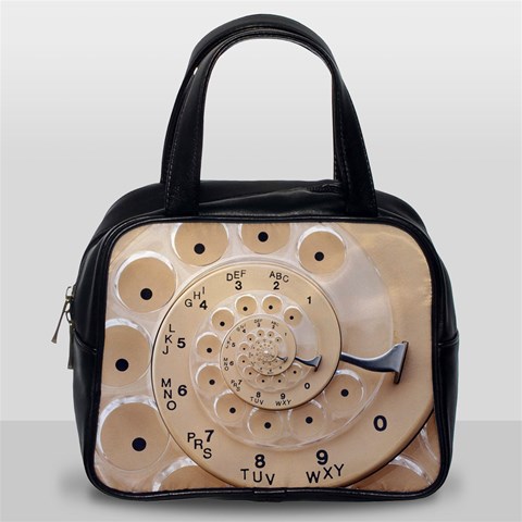 Retro Vintage Beige Rotary Dial Spiral Droste Classic Handbag (Two Sides) from ArtsNow.com Back