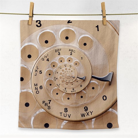 Retro Vintage Beige Rotary Dial Spiral Droste Face Towel from ArtsNow.com Front