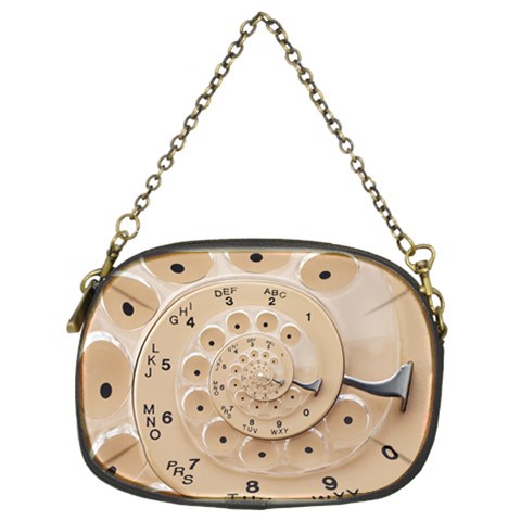 Retro Vintage Beige Rotary Dial Spiral Droste Chain Purse (Two Sides) from ArtsNow.com Front