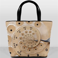 Retro Vintage Beige Rotary Dial Spiral Droste Bucket Bag from ArtsNow.com Front