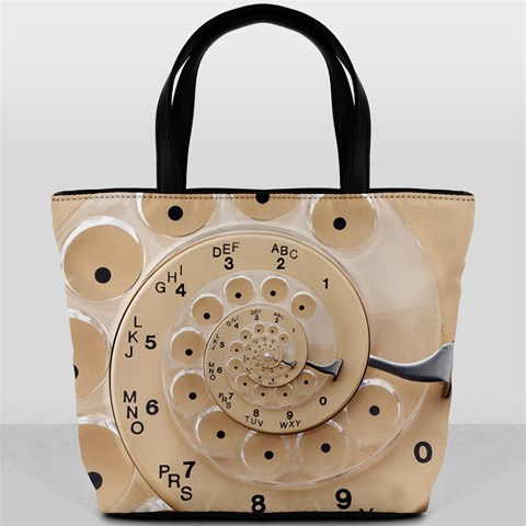 Retro Vintage Beige Rotary Dial Spiral Droste Bucket Bag from ArtsNow.com Back