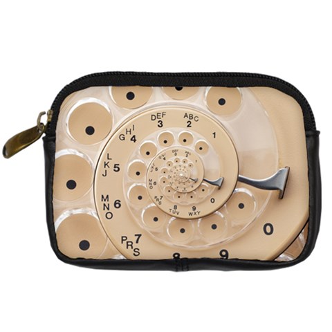 Retro Vintage Beige Rotary Dial Spiral Droste Digital Camera Leather Case from ArtsNow.com Front