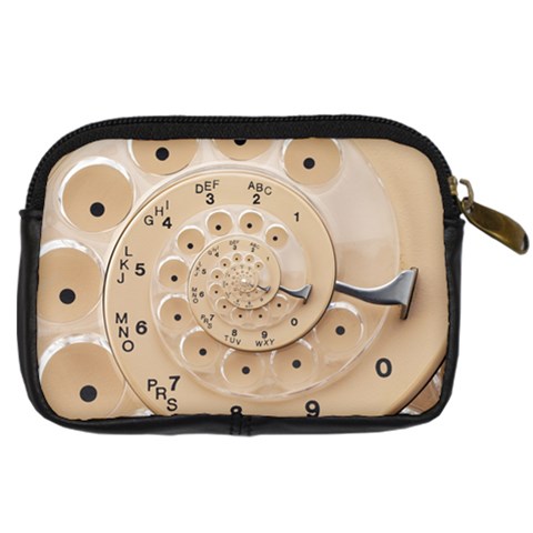 Retro Vintage Beige Rotary Dial Spiral Droste Digital Camera Leather Case from ArtsNow.com Back