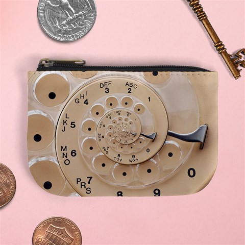 Retro Vintage Beige Rotary Dial Spiral Droste Mini Coin Purse from ArtsNow.com Front