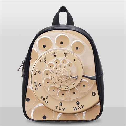 Retro Vintage Beige Rotary Dial Spiral Droste School Bag (Small) from ArtsNow.com Front