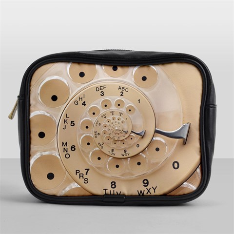 Retro Vintage Beige Rotary Dial Spiral Droste Mini Toiletries Bag (One Side) from ArtsNow.com Front