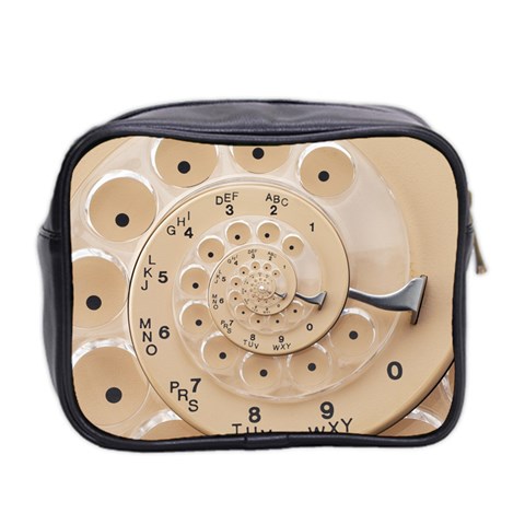 Retro Vintage Beige Rotary Dial Spiral Droste Mini Toiletries Bag (Two Sides) from ArtsNow.com Back