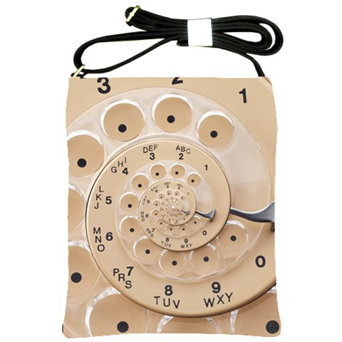 Retro Vintage Beige Rotary Dial Spiral Droste Shoulder Sling Bag from ArtsNow.com Front