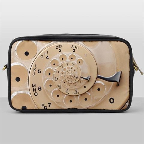 Retro Vintage Beige Rotary Dial Spiral Droste Toiletries Bag (One Side) from ArtsNow.com Front