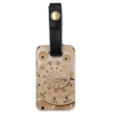 Retro Vintage Beige Rotary Dial Spiral Droste Luggage Tag (one side) from ArtsNow.com Front